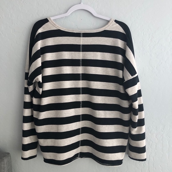 Amuse‎ Society Black V-Neck Striped Long Sleeve Top - Picture 10 of 10